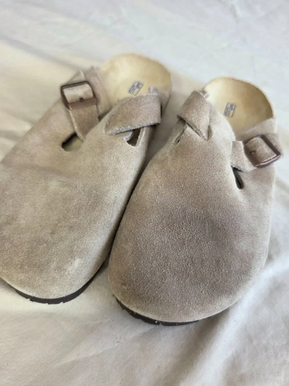 Birkenstock - Women's  Boston Clogs Taupe Suede Size 40 - Picture 3 of 13